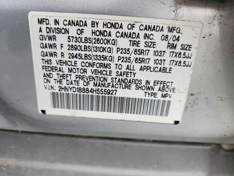 53319386 :رقم المزاد ، 2HNYD18884H555927 vin ، 2004 Acura Mdx مزاد بيع