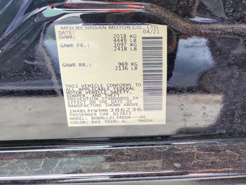 Aukcja sprzedaży 2021 Nissan Altima, vin: 1N4BL4FW3MN386236, numer aukcji: 51917446