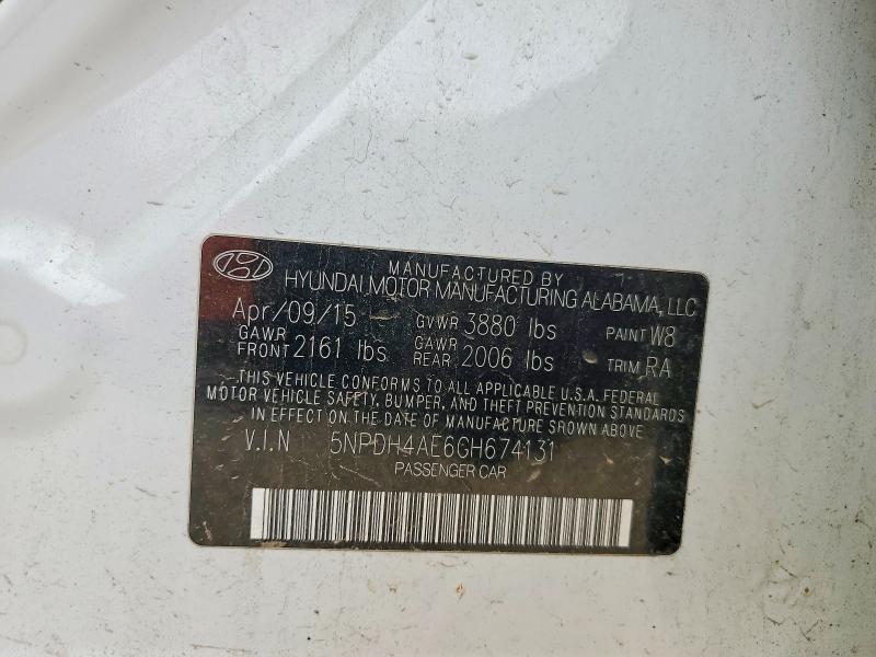 51699256 :رقم المزاد ، 5NPDH4AE6GH674131 vin ، 2016 Hyundai Elantra مزاد بيع