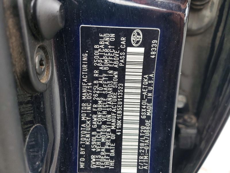 52416886 :رقم المزاد ، 4T1BK1EB5EU113523 vin ، 2014 Toyota Avalon مزاد بيع