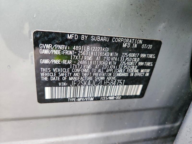 Aukcja sprzedaży 2020 Subaru Forester, vin: JF2SKAJC2LH584751, numer aukcji: 52379556