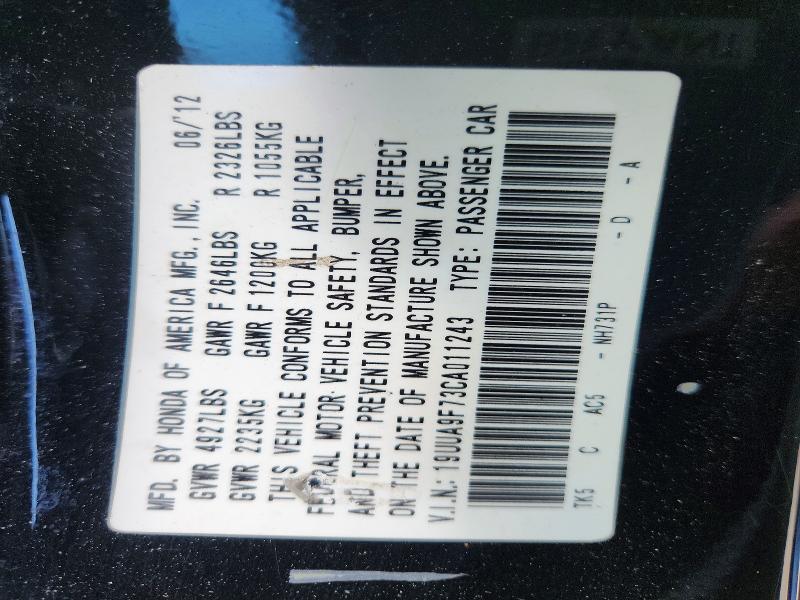 52902296 :رقم المزاد ، 19UUA9F73CA011243 vin ، 2012 Acura Tl مزاد بيع
