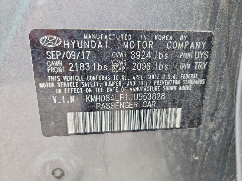 Продаж на аукціоні авто 2018 Hyundai Elantra, vin: KMHD84LF1JU553828, номер лоту: 53707536