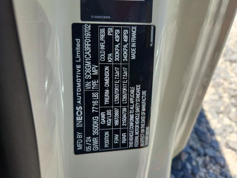 2024 Ineos Automotive Limited Grenadier მანქანა იყიდება აუქციონზე, vin: SC6GM1CA3RF019702, აუქციონის ნომერი: 53084886