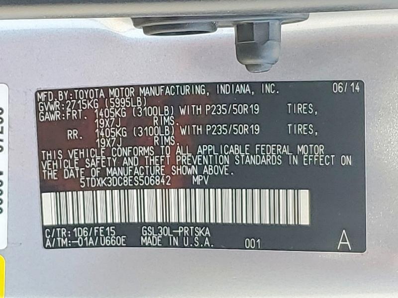 Продажа на аукционе авто 2014 Toyota Sienna, vin: 5TDXK3DC8ES506842, номер лота: 53294176