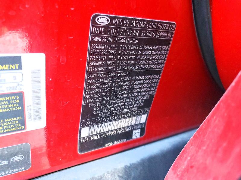 Продажа на аукционе авто 2017 Land Rover Discovery, vin: SALRRBBV4HA041375, номер лота: 53910286