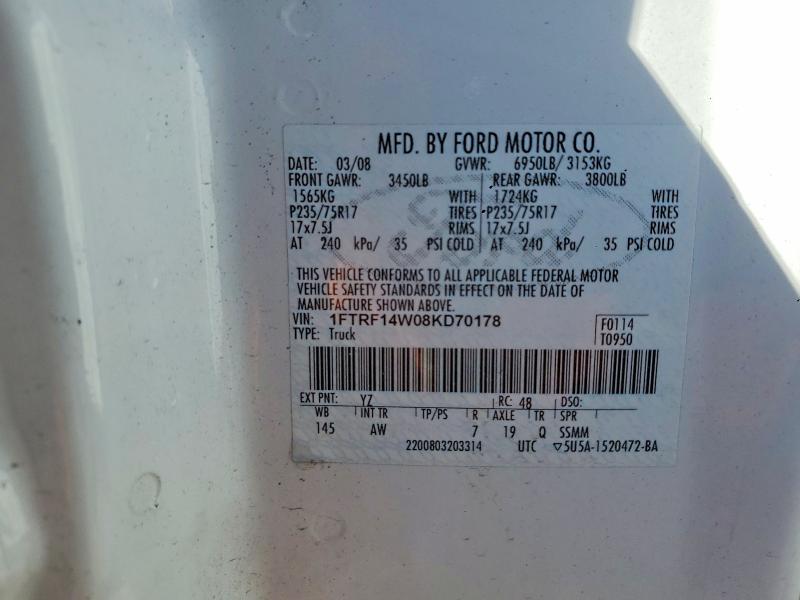 Aukcja sprzedaży 2008 Ford F150, vin: 1FTRF14W08KD70178, numer aukcji: 52336776