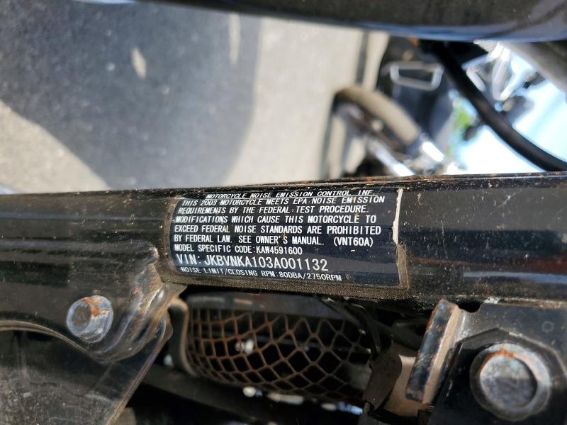 54624356 :رقم المزاد ، JKBVNKA013A001132 vin ، 2003 Kawasaki Other مزاد بيع