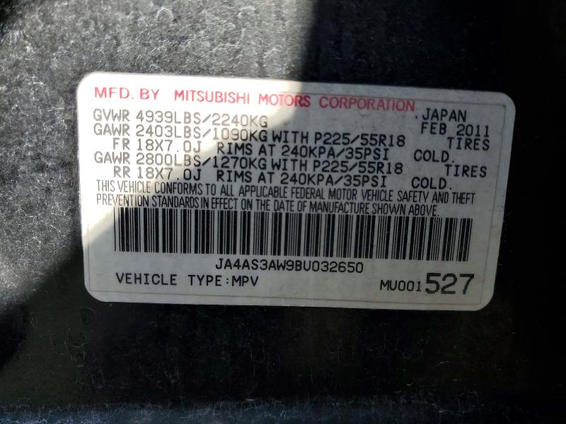 Продаж на аукціоні авто 2011 Mitsubishi Outlander, vin: JA4AS3AW9BU032650, номер лоту: 53960726