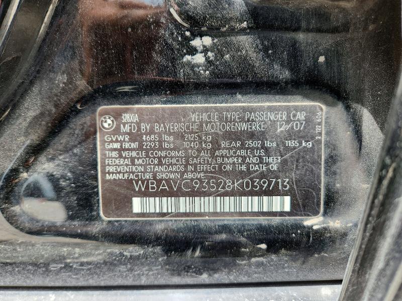 2008 Bmw 328 მანქანა იყიდება აუქციონზე, vin: WBAVC93528K039713, აუქციონის ნომერი: 54114026