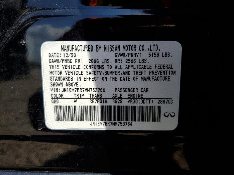 52340136 :رقم المزاد ، JN1EV7BR7MM753764 vin ، 2021 Infiniti Q50 مزاد بيع
