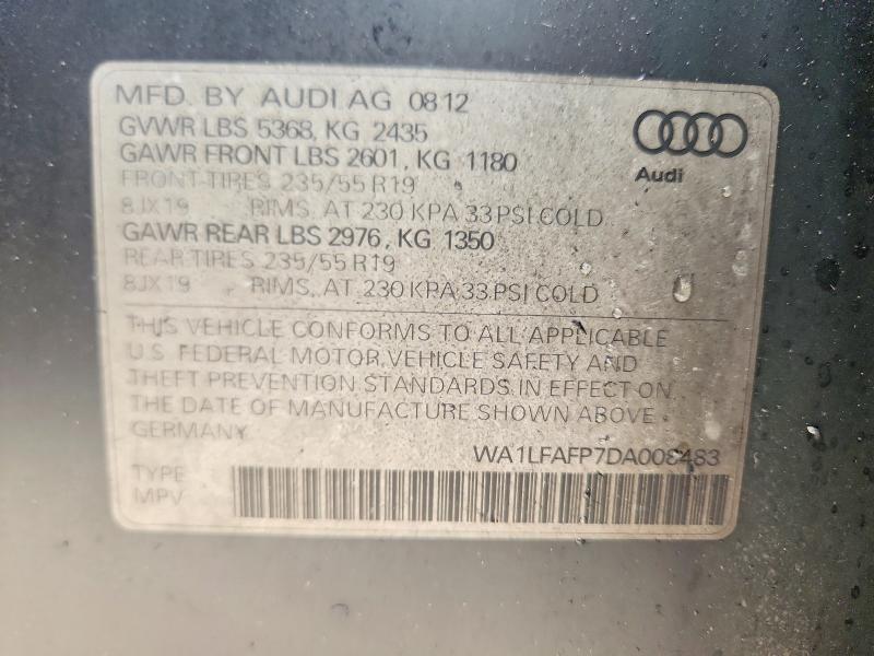 Продаж на аукціоні авто 2013 Audi Q5, vin: WA1LFAFP7DA008483, номер лоту: 52719956