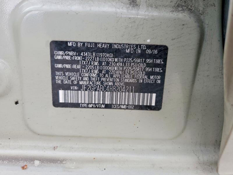 53984686 :رقم المزاد ، JF2GPABC4H8204211 vin ، 2017 Subaru Crosstrek مزاد بيع