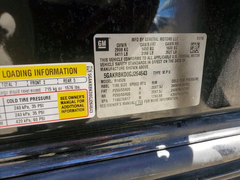 Продаж на аукціоні авто 2016 Buick Enclave, vin: 5GAKRBKD0GJ264643, номер лоту: 53191456