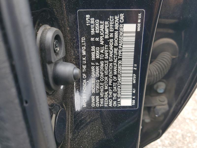 Продажа на аукционе авто 2019 Honda Civic, vin: SHHFK7G40KU208730, номер лота: 55213926