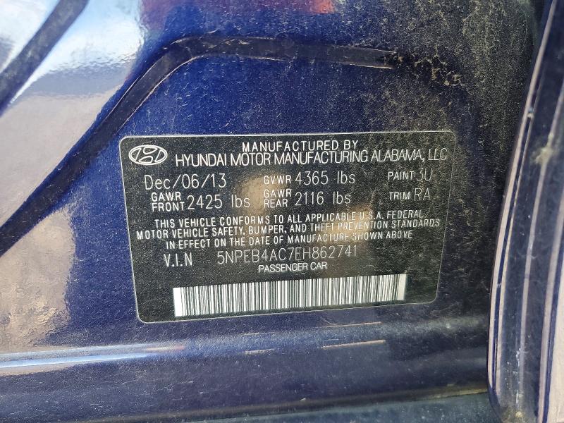 2014 Hyundai Sonata მანქანა იყიდება აუქციონზე, vin: 5NPEB4AC7EH862741, აუქციონის ნომერი: 55041986
