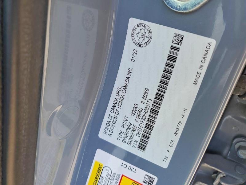 55283806 :رقم المزاد ، 2HGFE1F90PH000773 vin ، 2023 Honda Civic مزاد بيع