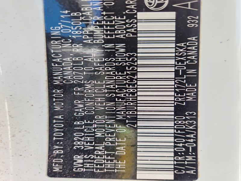 Aukcja sprzedaży 2014 Toyota Corolla, vin: 2T1BURHE8EC215253, numer aukcji: 54066446
