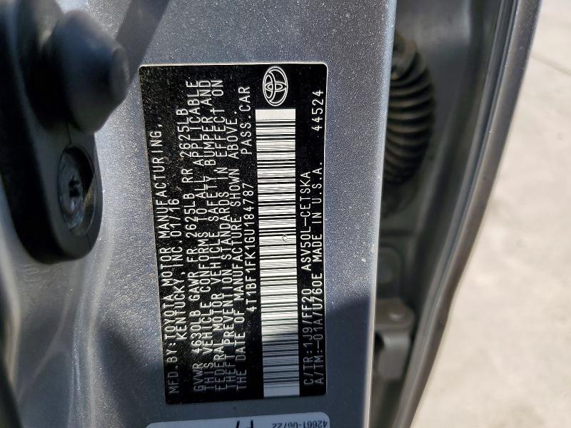 53542426 :رقم المزاد ، 4T1BF1FK1GU184787 vin ، 2016 Toyota Camry مزاد بيع
