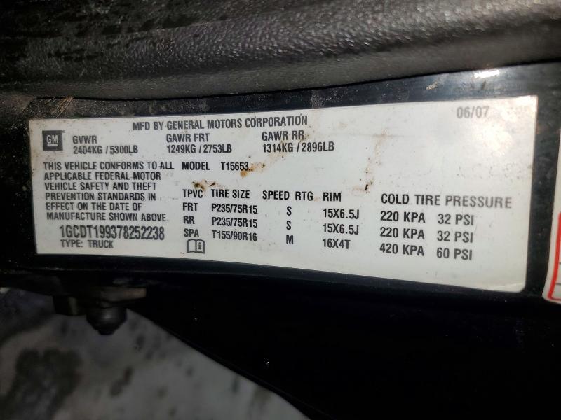 54394236 :رقم المزاد ، 1GCDT199378252238 vin ، 2007 Chevrolet Colorado مزاد بيع