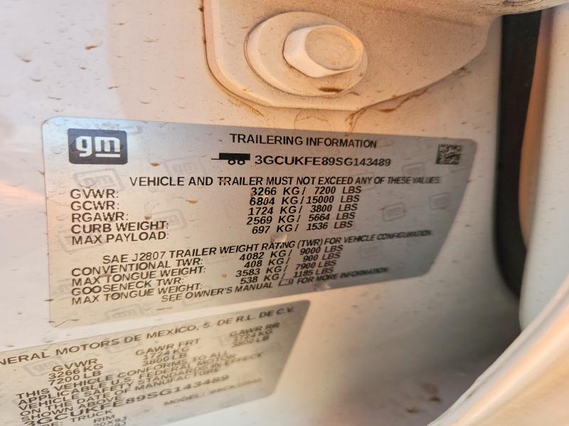 2025 Chevrolet Silverado მანქანა იყიდება აუქციონზე, vin: 3GCUKFE89SG143489, აუქციონის ნომერი: 52218056