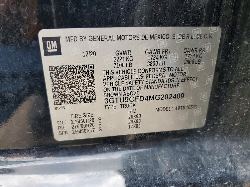 Продажа на аукционе авто 2021 Gmc Sierra, vin: 3GTU9CED4MG202409, номер лота: 52913746
