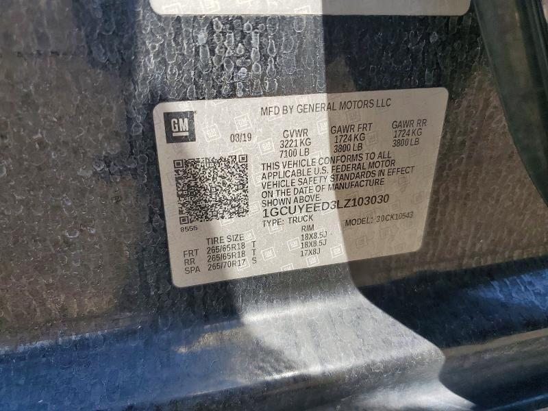 53993826 :رقم المزاد ، 1GCUYEED3LZ103030 vin ، 2020 Chevrolet Silverado مزاد بيع