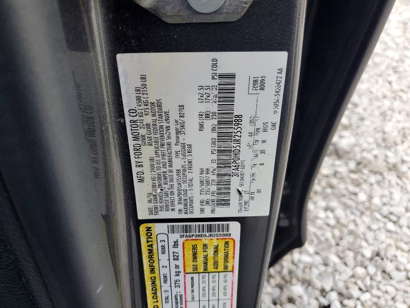 Aukcja sprzedaży 2018 Ford Fusion, vin: 3FA6P0HD5JR255988, numer aukcji: 52698266