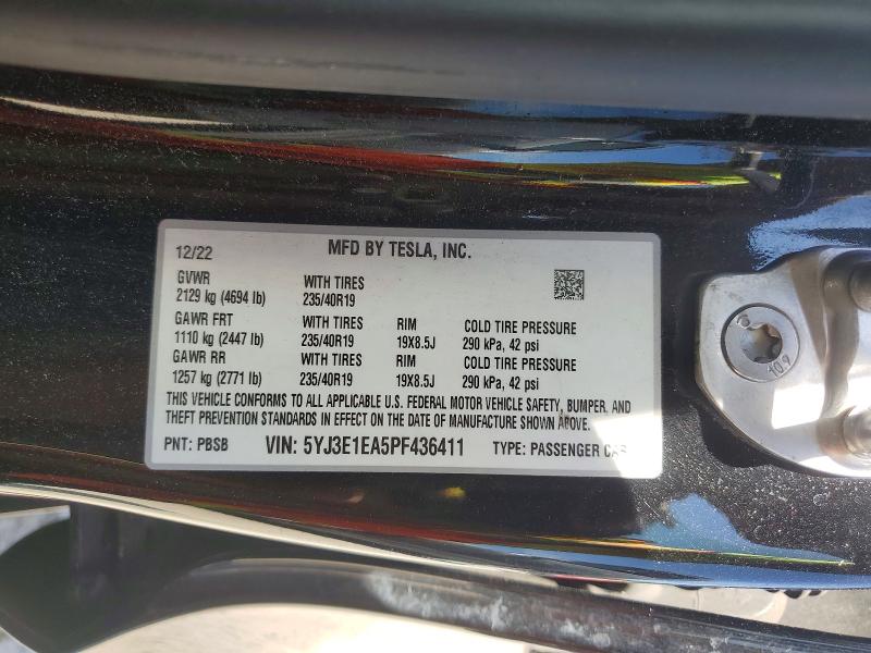 Продажа на аукционе авто 2023 Tesla Model 3, vin: 5YJ3E1EA5PF436411, номер лота: 52266516