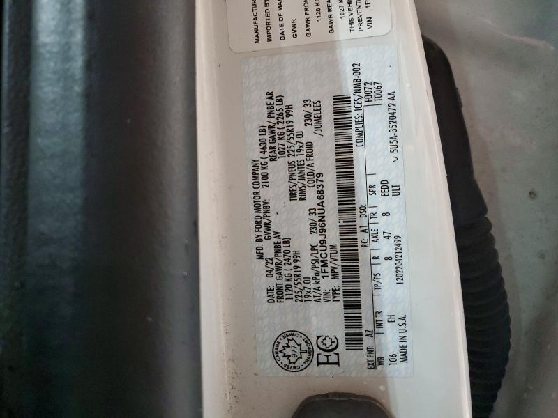 Продажа на аукционе авто 2022 Ford Escape, vin: 1FMCU9J96NUA68379, номер лота: 53022556