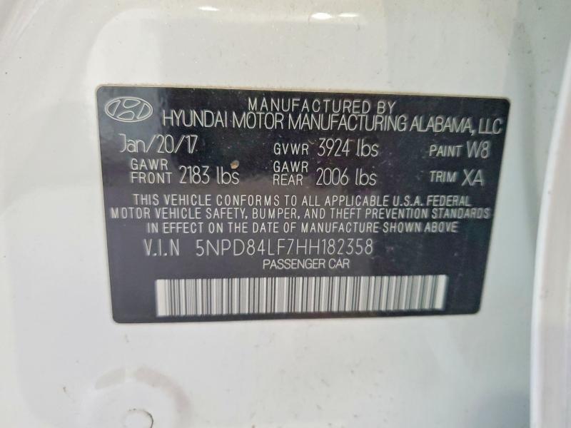 52410206 :رقم المزاد ، 5NPD84LF7HH182358 vin ، 2017 Hyundai Elantra مزاد بيع