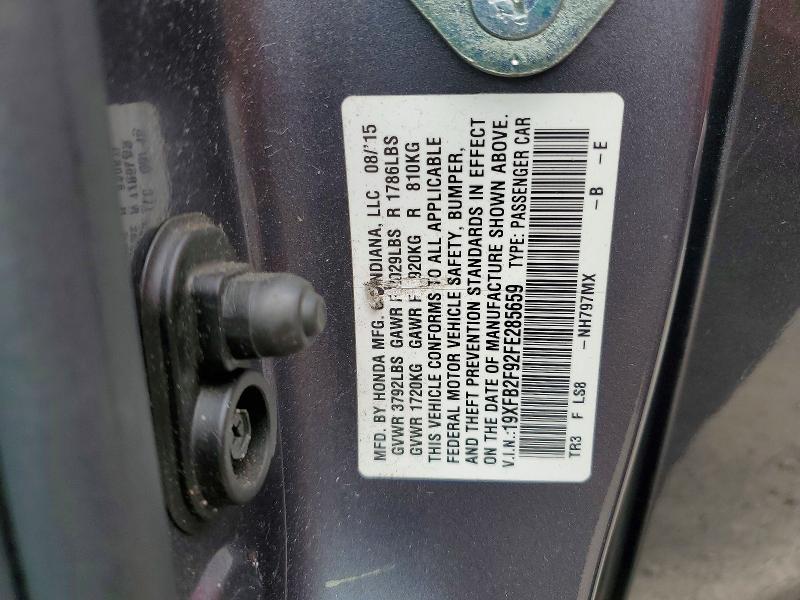 Aukcja sprzedaży 2015 Honda Civic, vin: 19XFB2F92FE285659, numer aukcji: 54080516