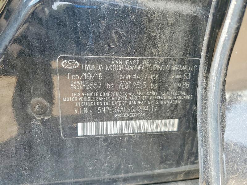Aukcja sprzedaży 2016 Hyundai Sonata, vin: 5NPE34AF9GH394117, numer aukcji: 52265086