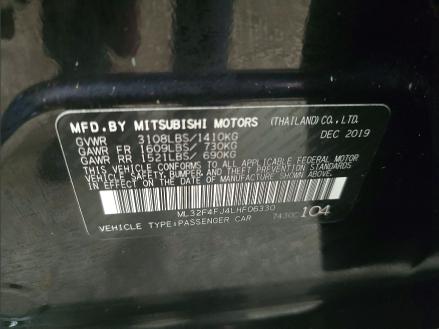 Aukcja sprzedaży 2020 Mitsubishi Mirage, vin: ML32F4FJ4LHF06330, numer aukcji: 52517256