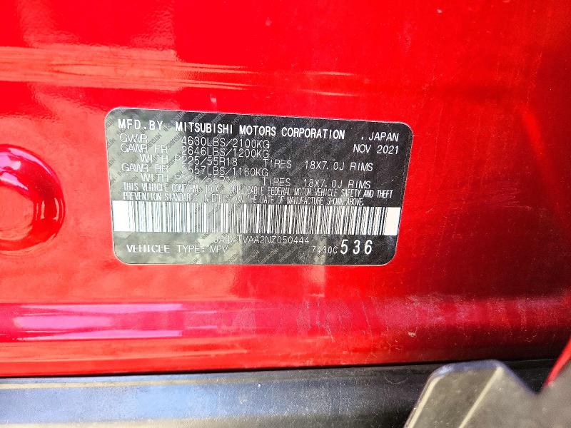2022 Mitsubishi Eclipse Cross მანქანა იყიდება აუქციონზე, vin: JA4ATVAA2NZ050444, აუქციონის ნომერი: 54246116