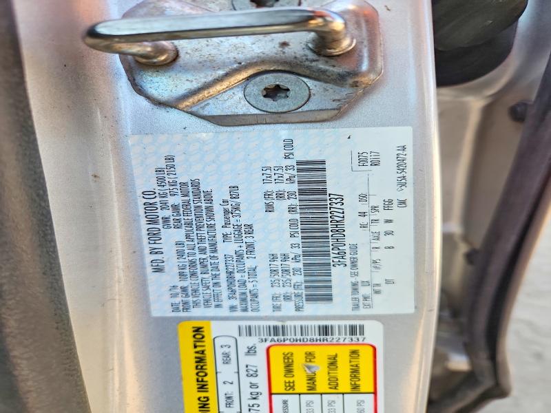 2017 Ford Fusion მანქანა იყიდება აუქციონზე, vin: 3FA6P0HD8HR227337, აუქციონის ნომერი: 52038866