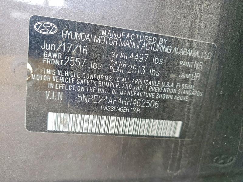 51953666 :رقم المزاد ، 5NPE24AF4HH462506 vin ، 2017 Hyundai Sonata مزاد بيع
