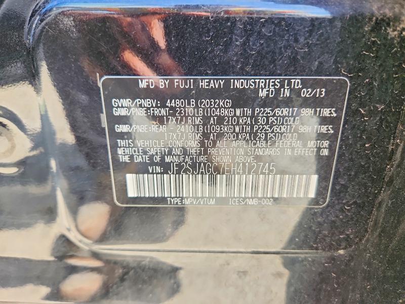 55189176 :رقم المزاد ، JF2SJAGC7EH412745 vin ، 2014 Subaru Forester مزاد بيع