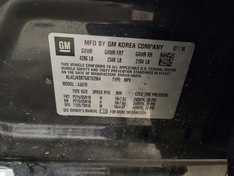 52732456 :رقم المزاد ، KL4CJASB7GB752964 vin ، 2016 Buick Encore مزاد بيع