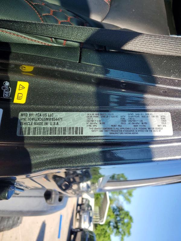 Продажа на аукционе авто 2021 Jeep Wrangler Unlimited, vin: 1C4HJXDG6MW834471, номер лота: 52405806