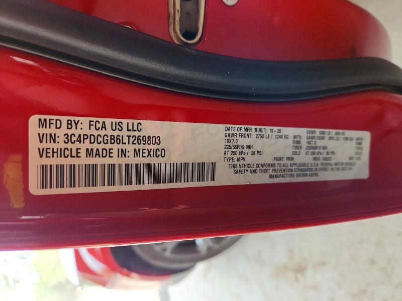 53984696 :رقم المزاد ، 3C4PDCGB6LT269803 vin ، 2020 Dodge Journey مزاد بيع