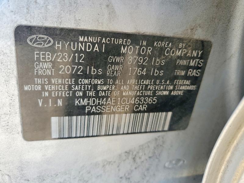 Aukcja sprzedaży 2012 Hyundai Elantra, vin: KMHDH4AE1CU463365, numer aukcji: 52130296