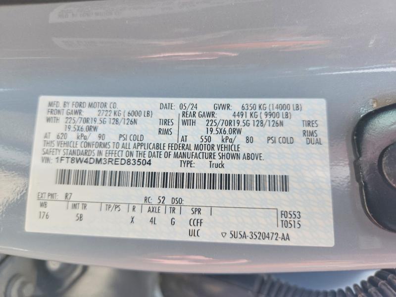 2024 Ford F450 მანქანა იყიდება აუქციონზე, vin: 1FT8W4DM3RED83504, აუქციონის ნომერი: 53192276