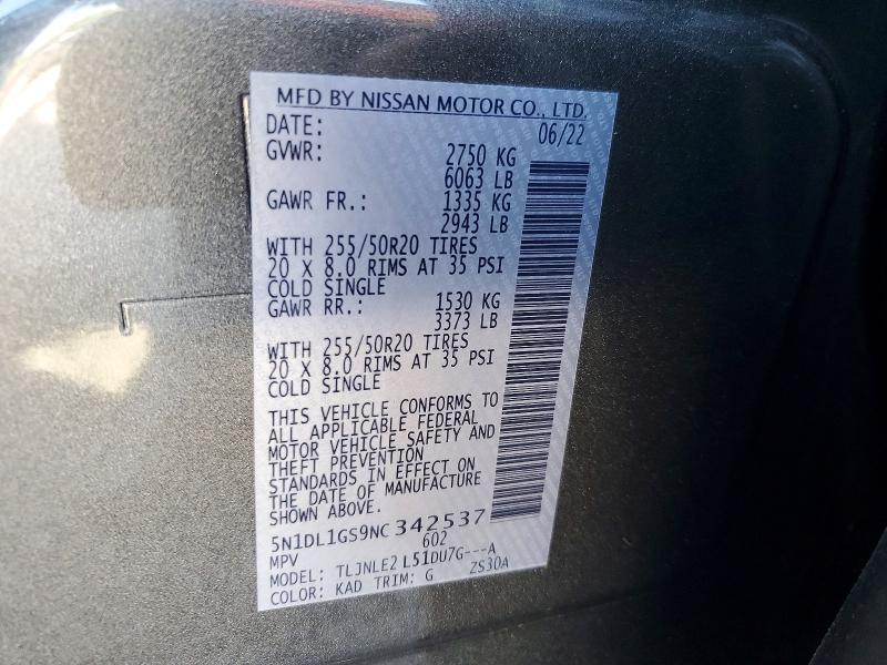 Продажа на аукционе авто 2022 Infiniti Qx60, vin: 5N1DL1GS9NC342537, номер лота: 52254816