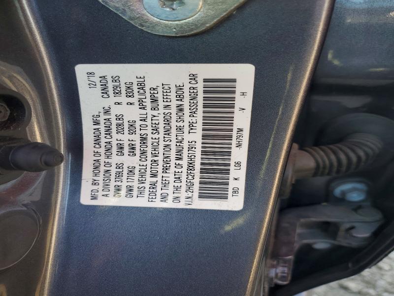 Продажа на аукционе авто 2019 Honda Civic, vin: 2HGFC2F8XKH517915, номер лота: 53282816