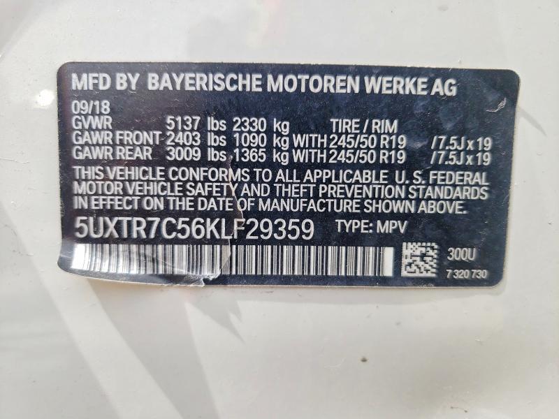 2019 Bmw X3 მანქანა იყიდება აუქციონზე, vin: 5UXTR7C56KLF29359, აუქციონის ნომერი: 53913706