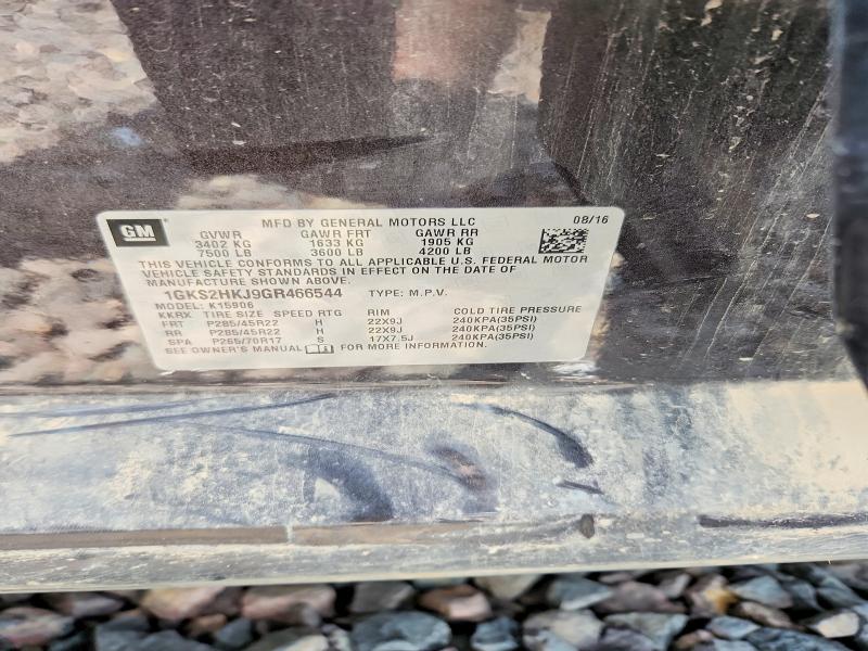 53887756 :رقم المزاد ، 1GKS2HKJ9GR466544 vin ، 2016 Gmc Yukon Xl مزاد بيع