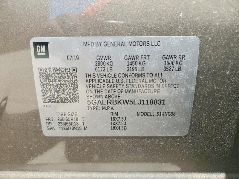 54452076 :رقم المزاد ، 5GAERBKW5LJ118831 vin ، 2020 Buick Enclave مزاد بيع