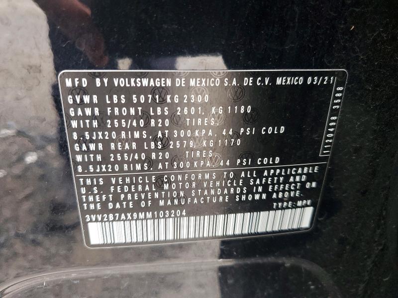 54355496 :رقم المزاد ، 3VV2B7AX9MM103204 vin ، 2021 Volkswagen Tiguan مزاد بيع