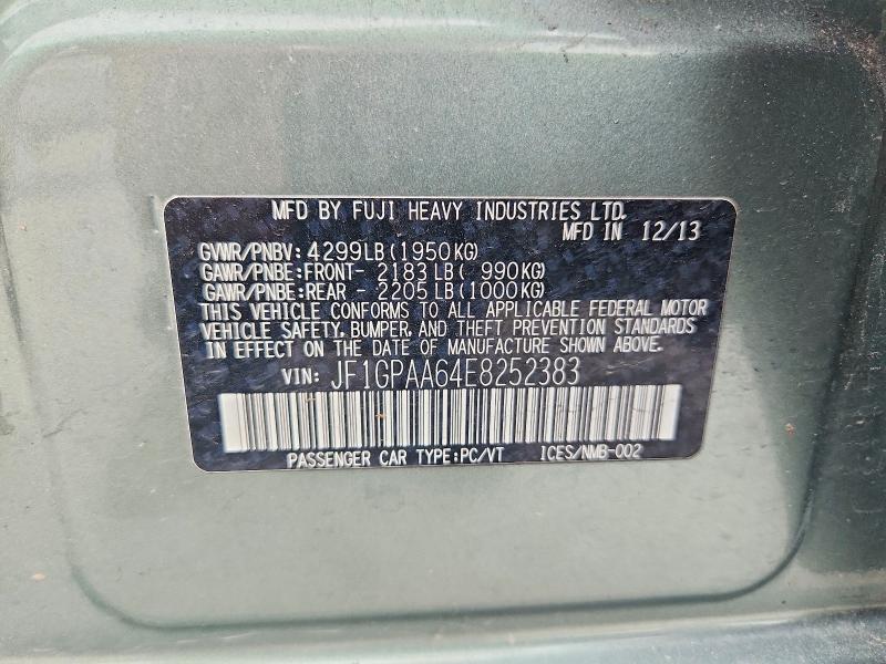 54434246 :رقم المزاد ، JF1GPAA64E8252383 vin ، 2014 Subaru Impreza مزاد بيع